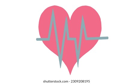 heart wave graph vector illustration  on white background.