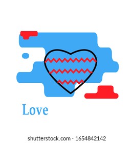 Heart with wave   icon trendy modern concept of  relationship of people   with text love  on a white background.Symbol  feelings, souls,icon love, sign emotion.heart icon decorative