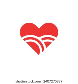 Logotipo de corazón y onda con fondo en blanco