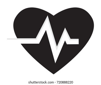 heart with wave on white background. heart with wave sign.