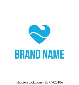 Heart Wave Water Brand Name Creative Logo Template 