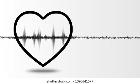 Heart wave and white background with isolated vector design