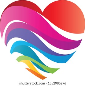 Heart of waves, love and painter logo