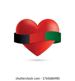 Heart with waving Afghanistan flag. Vector illustration.