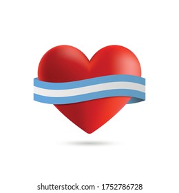 Heart with waving Argentina flag. Vector illustration.
