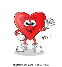 heart waving mascot vector cartoon illustration