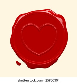 Heart wax seal - vector