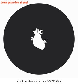 Heart web icon. Gray circle button with white illustration.