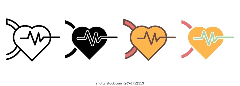 coleção de vários estilos de ícone da web heart