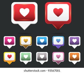 Heart Web icon vector set