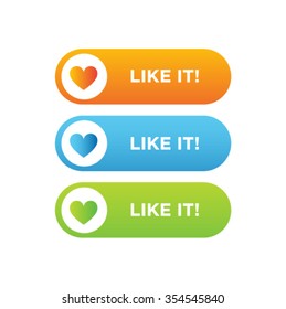 Heart web red buttons for website or app