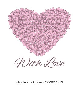 HEART Wedding Floral Flowers Love Vector Illustration Set for Print, Fabric and Decoration.