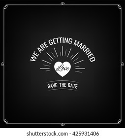 Heart. Wedding invitation. Bow tie. Vintage filigree scroll swirl frame element. Vector illustration on white background.