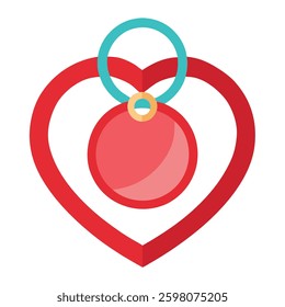 heart with wedding ring on white background