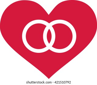 Heart with wedding rings icon