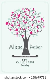 Heart Wedding Tree invitation, Save The date