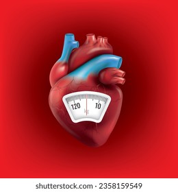 Heart with a weight scale. Diet concept. Vector.