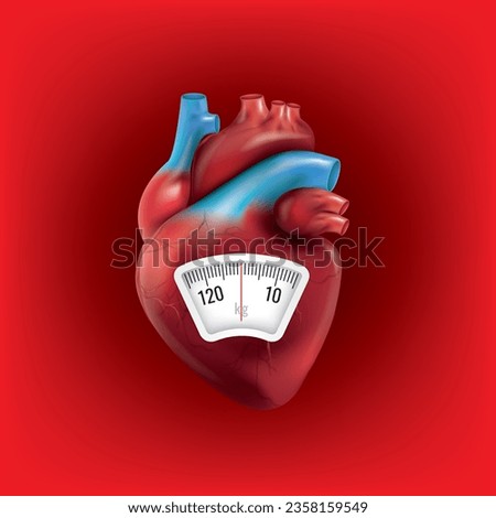 Heart with a weight scale. Diet concept. Vector.