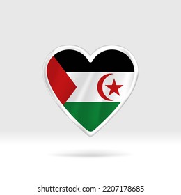 Heart from Western Sahara flag. Silver button heart and flag template. Easy editing and vector in groups. National flag vector illustration on white background.