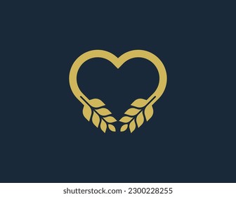 Heart Wheat Love Grain Logo Concept symbol icon sign Design Element. Meal, Bakery, Harvest, Food Logotype. Vector illustration logo template