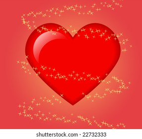 Heart in a whirlwind of stars. Vector illustration.
