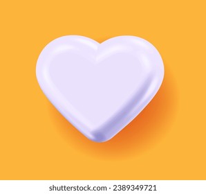 Icono blanco cardíaco 3d símbolo de representación gráfica vectorial sobre fondo naranja amarillo, diseño moderno lindo ilustración tridimensional aislado de imagen clipart