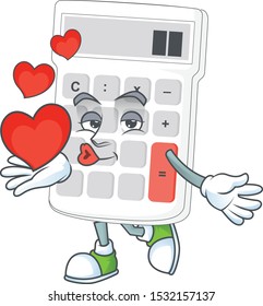 With heart white calculator in the character mascot