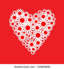 Heart of a white daisies