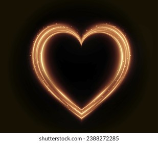 Corazón blanco con destellos aislados sobre fondo transparente. Corazón claro para tarjetas de vacaciones, carteles, invitaciones. El alambre de oro en forma de corazón resplandece. vector PNG