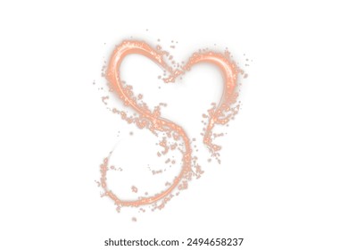 Heart white with flashes isolated on white background. Light heart for holiday cards, banners, invitations. Heart-shaped gold wire glow. PNG vector	