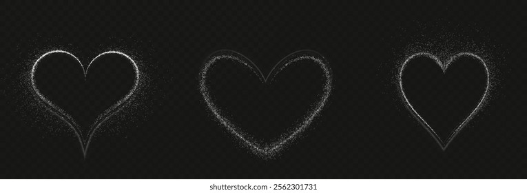 Heart white with flashes isolated on transparent background. Light heart for holiday cards, banners, invitations. Heart-shaped neon wire glow.	
