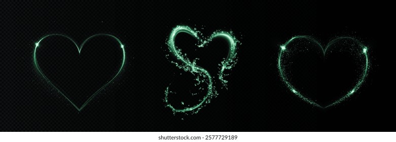 Heart white with flashes isolated on transparent background. Light heart for holiday cards, banners, invitations. Heart-shaped neon wire glow.	