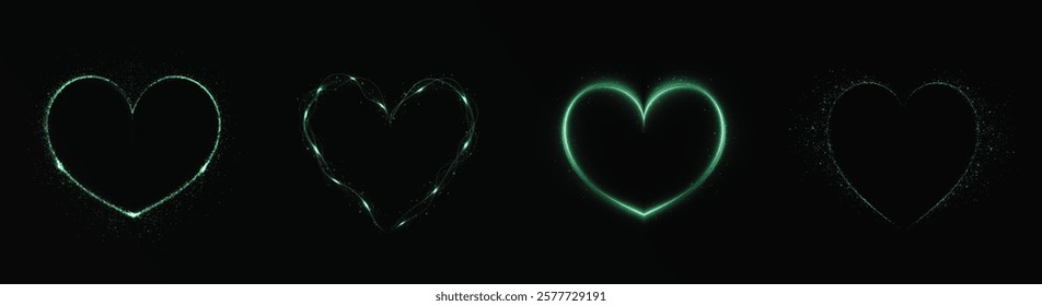 Heart white with flashes isolated on transparent background. Light heart for holiday cards, banners, invitations. Heart-shaped neon wire glow.	