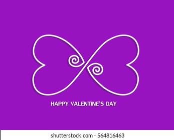Heart white line Valentine's day on purple background