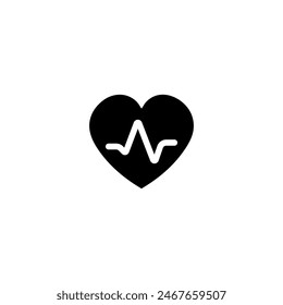 heart with White pulse line,icon black, vector illustration