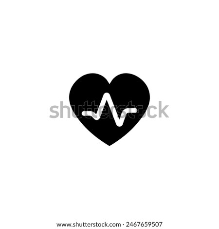 heart with White pulse line,icon black, vector illustration