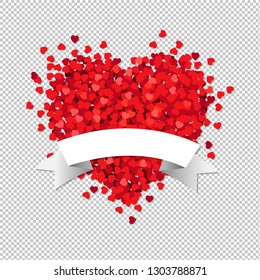 Heart With White Ribbon With Gradient Mesh, Vector Illustration