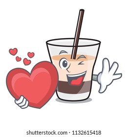 With heart white russian mascot cartoon