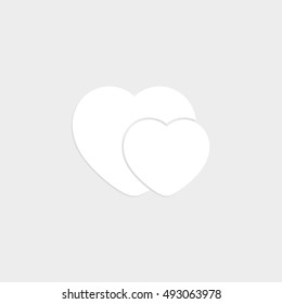 heart - white vector  icon with shadow