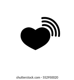 Heart, wifi icon, flat design template, vector 
