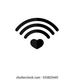 Heart, wifi icon, flat design template, vector illustration