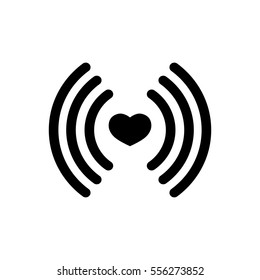 Heart wifi icon, flat design template, vector