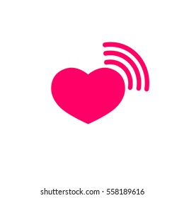 Heart, wifi icon, flat design template, vector illustration