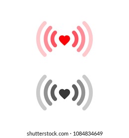 Heart Wifi Icon Set. Vector Heart Connect Icon In Flat Style. Heart Signal. Love Connection. Wifi Hotspot Signal. Love Signal. Wifi Sign.