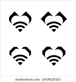 Heart + Wifi Logo Design Icon. SciFi Logo. Internet Logos