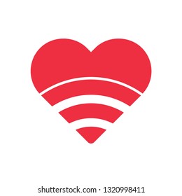 Heart with WiFi logo template vector icon design