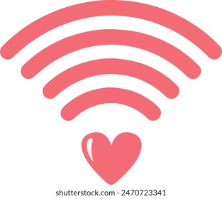 Heart wifi signal icon on white background