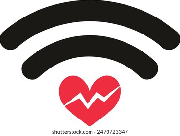 Heart wifi signal icon on white background