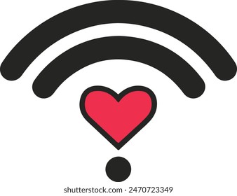 Heart wifi signal icon on white background