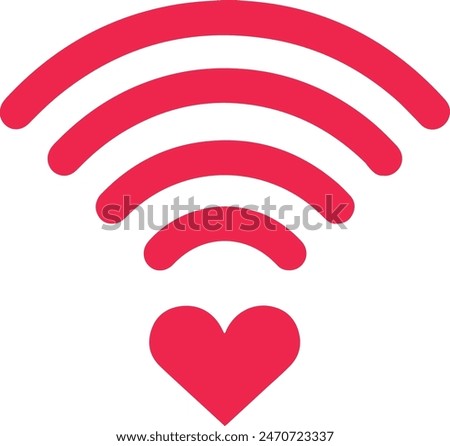 Heart wifi signal icon on white background